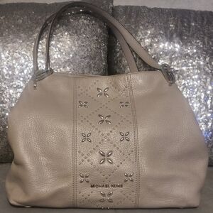 Grey Leather Michael Kors Handbag w/ silver embellishments